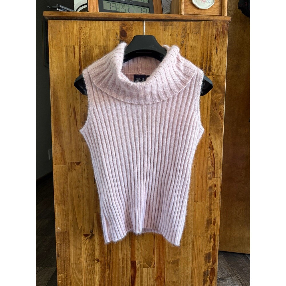 Hilliard & Hanson Angora Blend Sleeveless Ribbed Cowl Neck Sweater Sz. M Pink